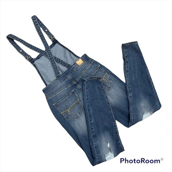 DENIZEN from Levi's Skinny Overalls Distressed size XS side zipper - Picture 6 of 12